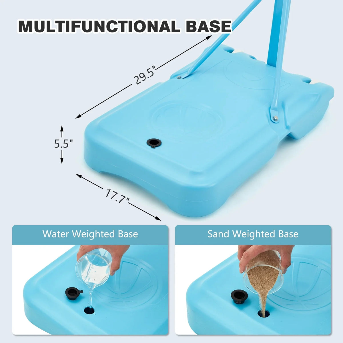 Danrelax 44" Pool Basketball Hoop with 32"x23" polyvinyl chloride Backboard, Size 5 Ball, Blue