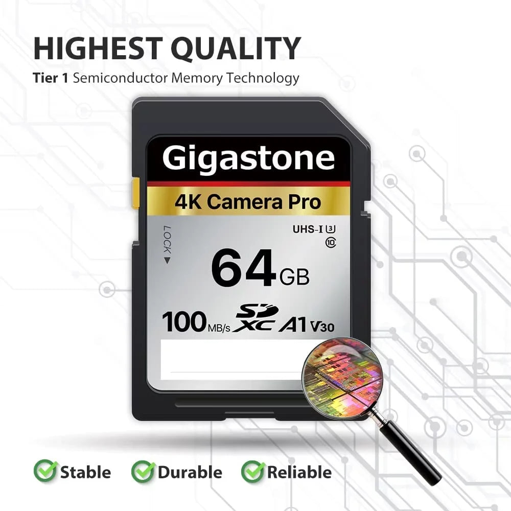 Gigastone 64GB 5-Pack SD Card V30 SDXC Memory Card High Speed 4K Ultra HD UHD Video Compatible with    Pentax Kodak Olympus  Digital Camera, with 5 Mini Cases-GS-SD-64GB-2-5PK-B