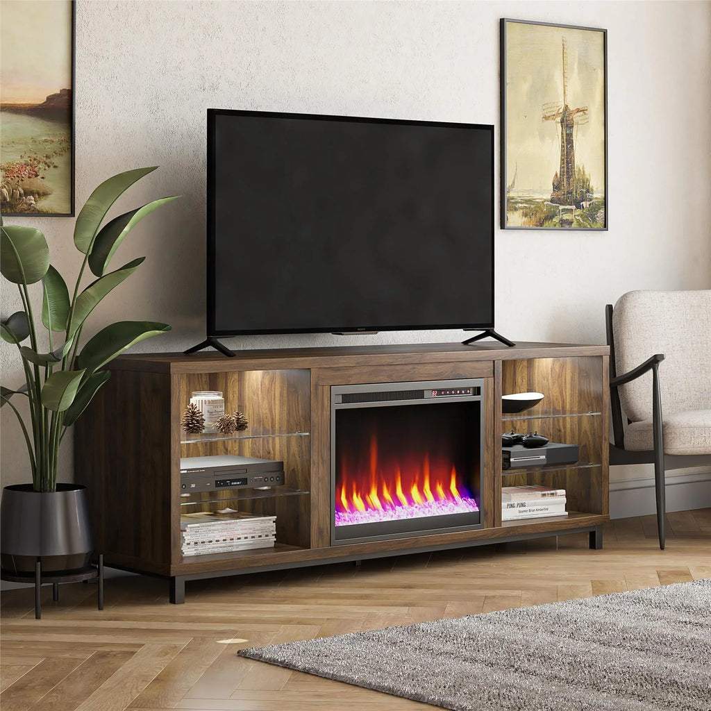 Ameriwood Home Lumina Deluxe Fireplace TV Stand for TVs up to 70" in dark