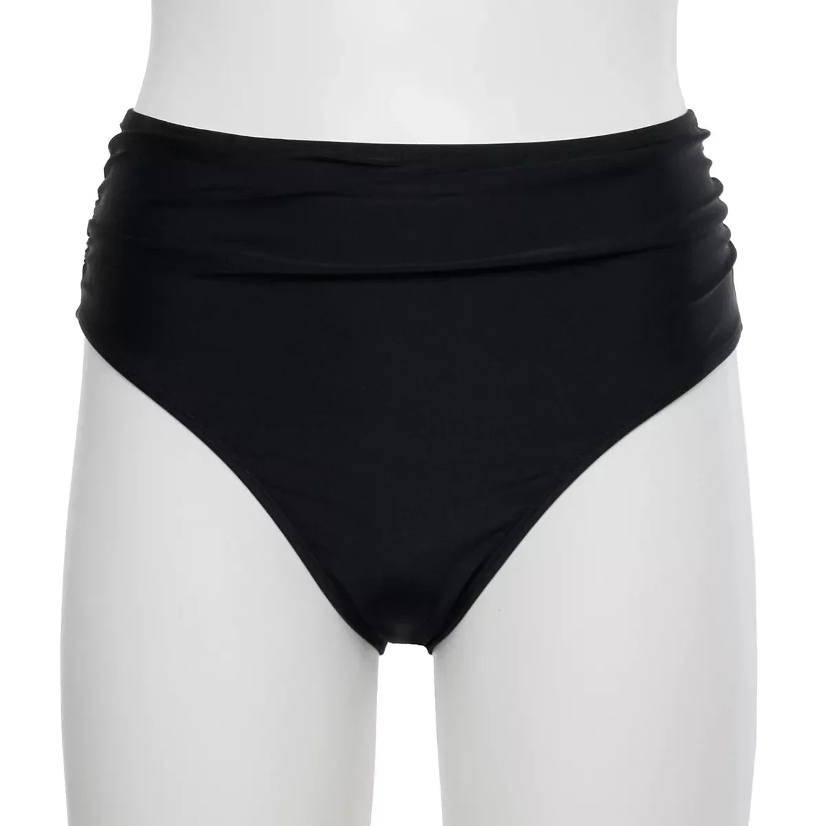 Nicole Miller charcoal Twist Front Bikini Top + Hi Waist Shirred Bottom 2Pc XL