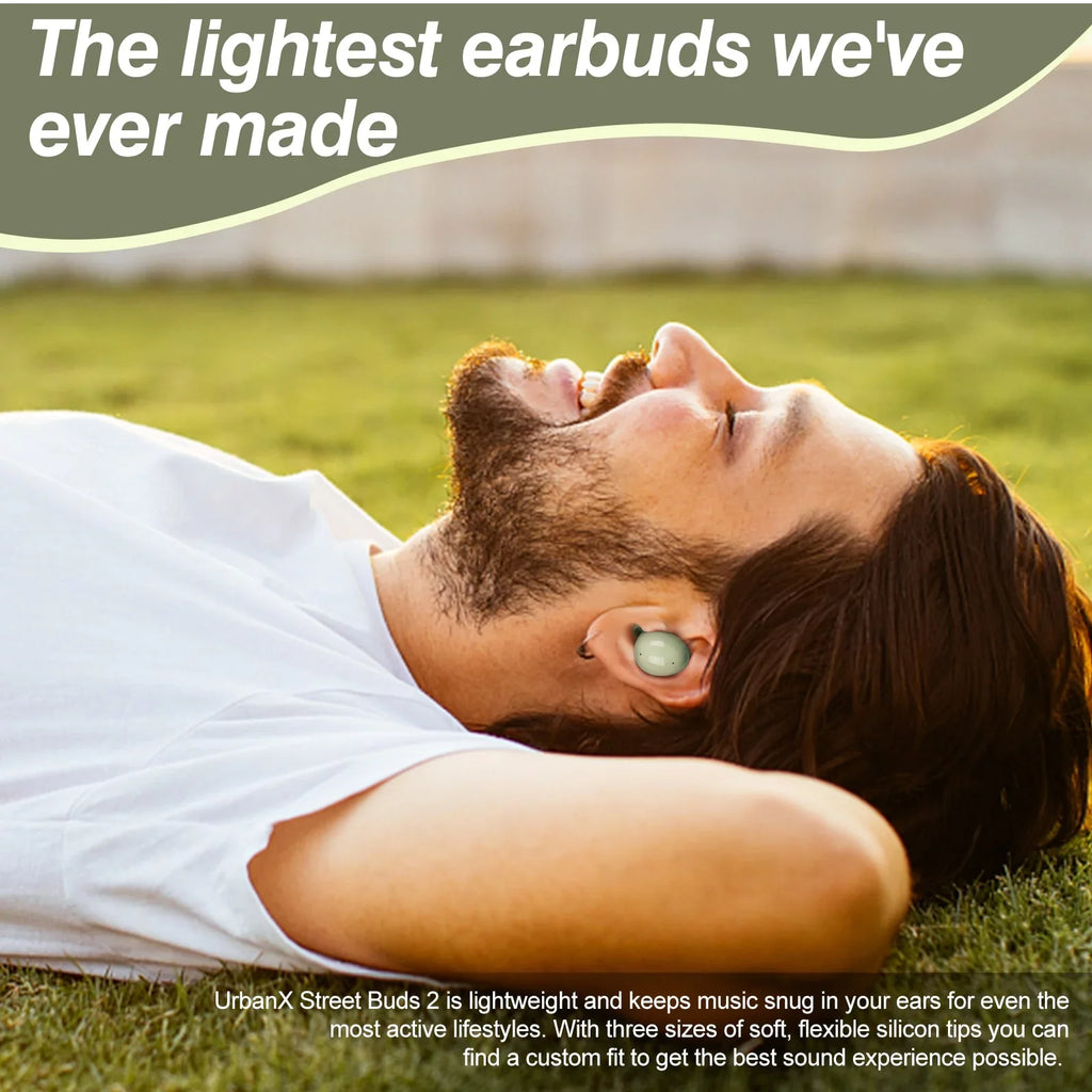 UrbanX Street Buds 2 for  Inspiron Laptop - Truly Wireless Bluetooth Headphones with Noise Isolation, Amplified Bass and Dual Dynamic Microphone - Green