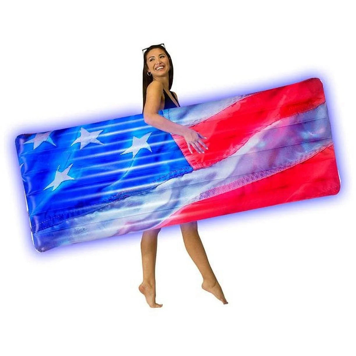 PoolCandy US4452USL Stars & Stripes LED Light-Up Pool Raft