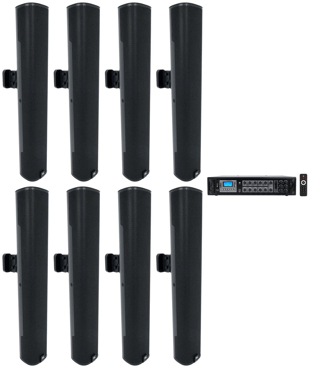 (8) JBL COL600-BK 24" charcoal 70V Commercial Column Wall Mount Array Speakers+Amp