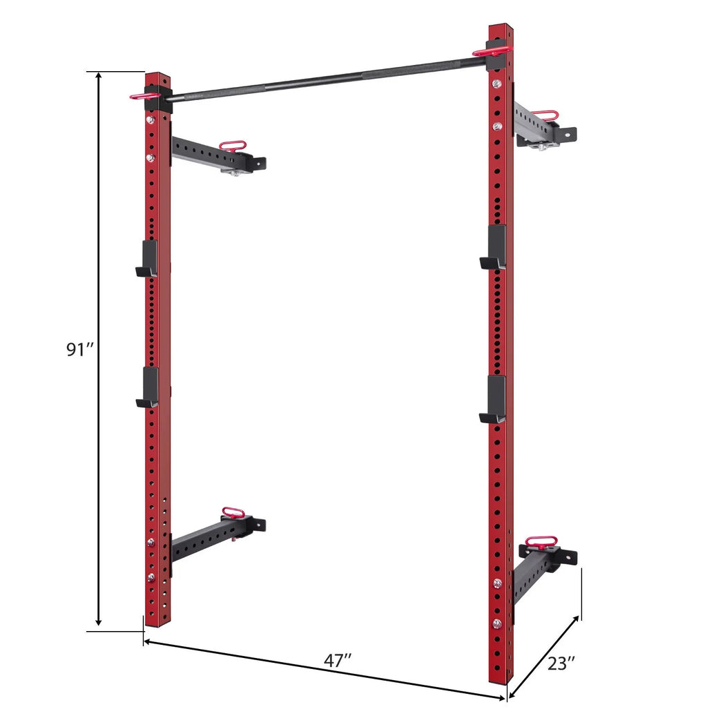 Wall Mounted Folding Squat Rack with Pull Up Bar - Space-Saving Fitness Solution