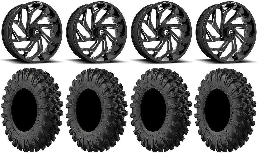 Fuel Reaction 18" Wheels ebony 40" MotoRavage XL Tires Kawasaki Teryx Mule