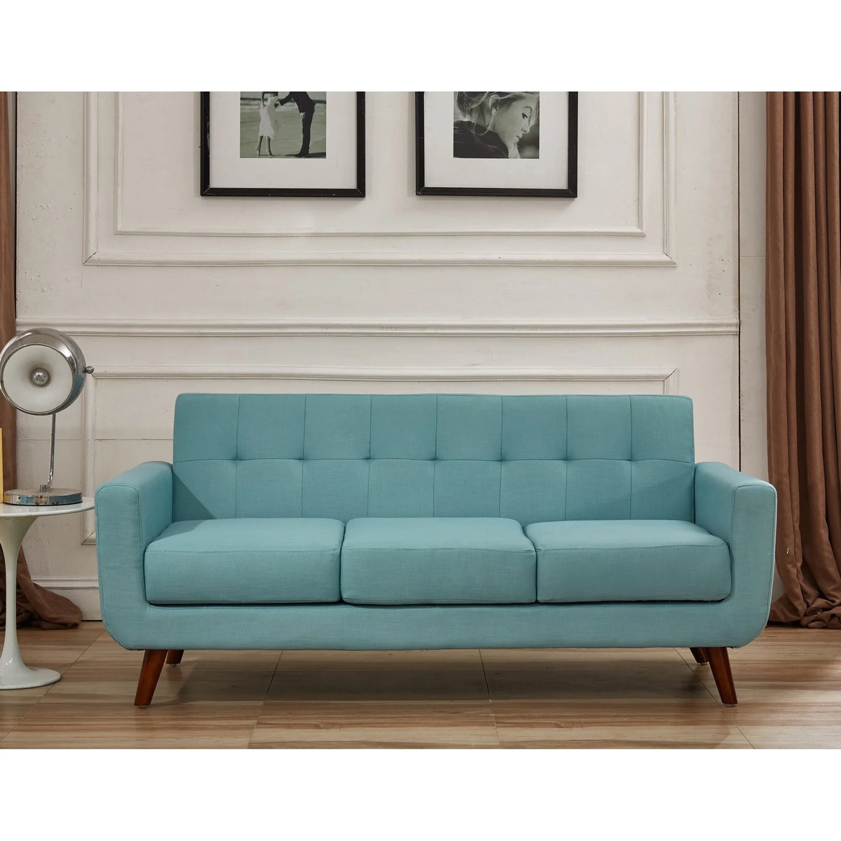 Pride Furniture Grace Rainbeau Linen Upholstered Tufted Mid-century Sofa Payne'S Grey. US Pride Furniture U.S