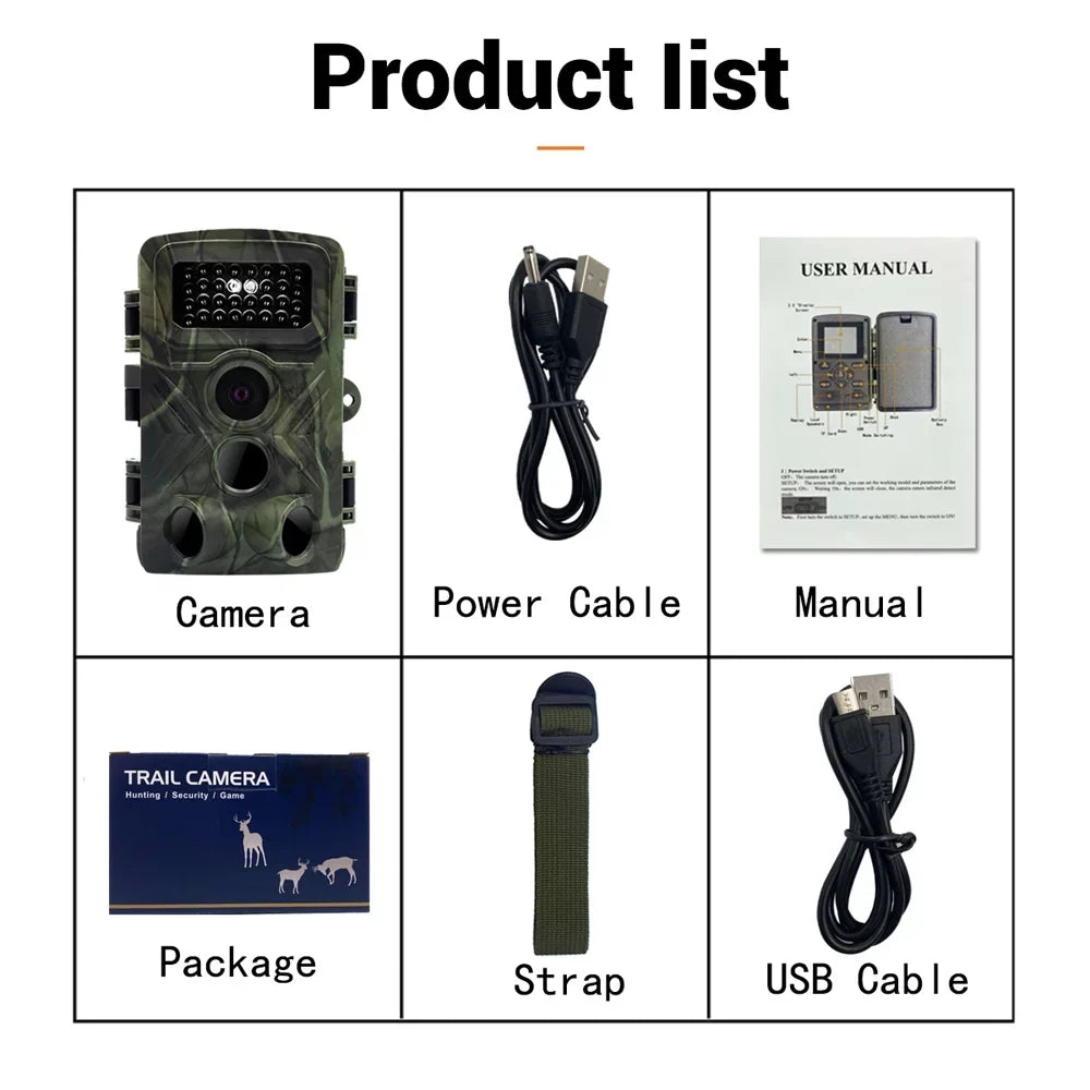 32MP 1080P Outdoor Trail Camera Field Detection Infrared Camera 2.0 inch TFT Color Display Day Night Use Hunts Night-Visions Camera IP66 Waterproof