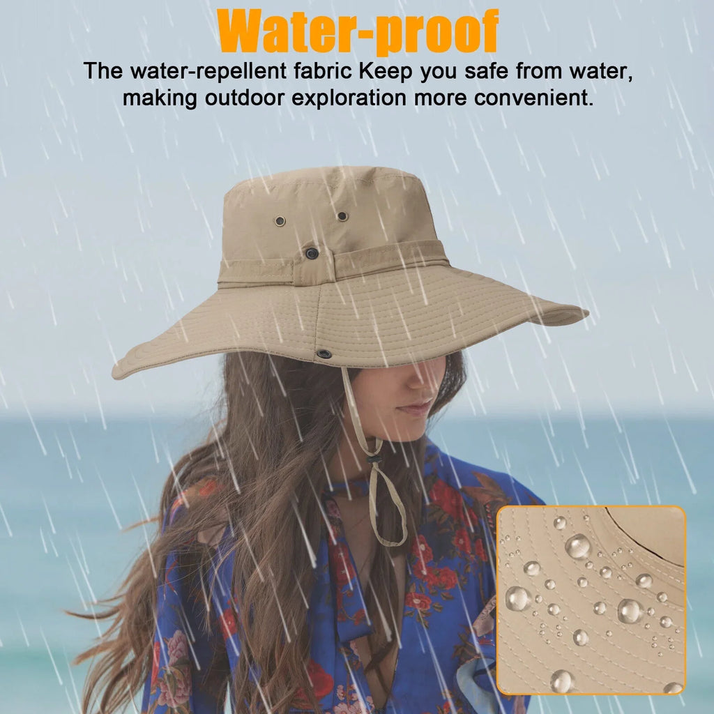 Men Women Wide Brim Sun Hat UV Protection Bucket Cap for Fishing Hiking Garden