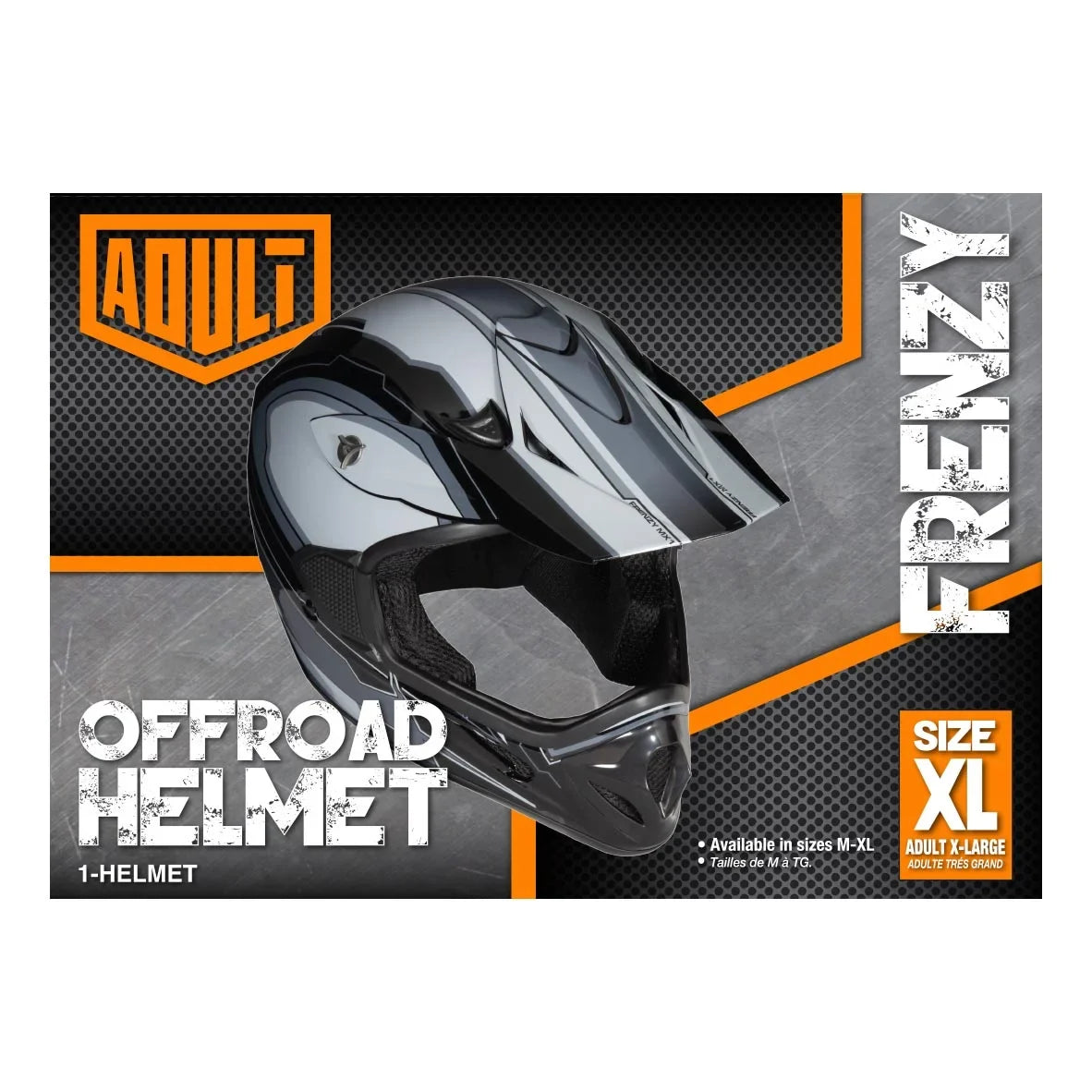 FRENZY Adult MX Helmet, DOT Approved, dark-Grey, XL