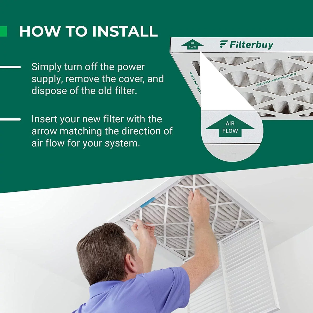 Filterbuy 18x24x2 MERV 11 Pleated HVAC AC Furnace Air Filters (6-Pack)