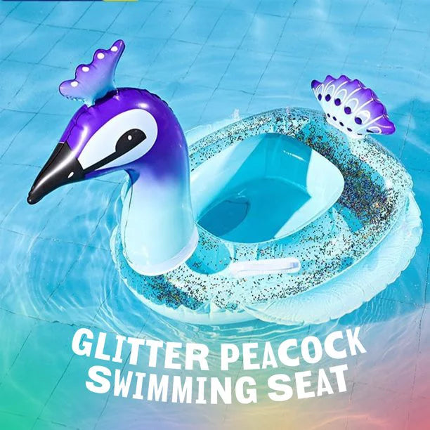 Alin Swimming Pool Toys Inflatable Glitter Pool Float Peacock Designed with Fast Valves Lounge Raft Decorative Water Game Summer Beach Party for Kids | 48 1 inch