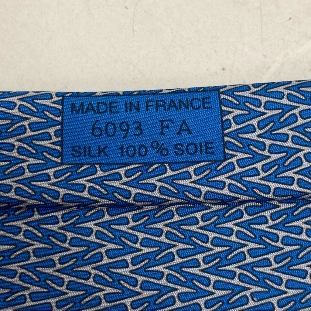 Pre-Owned HERMES H-roll necktie, blue, men's Z0006122 (Like New)