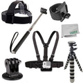 Ultimaxx Essential Accessory Kit for Action Cameras - Includes: Chest Mount, Head Mount, Selfie-Stick & More for Most Action Cameras