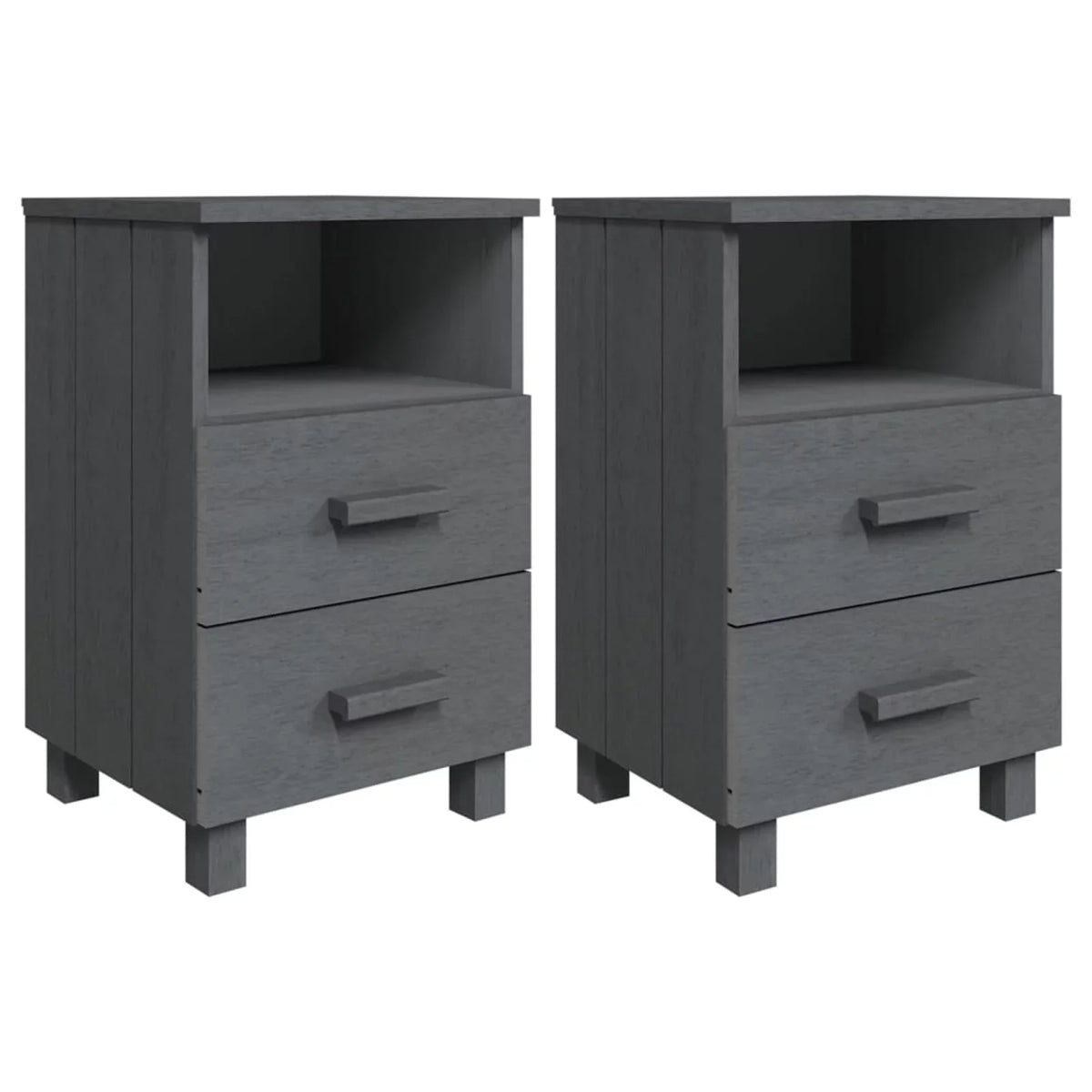 Irfora Bedside Cabinets HAMAR 2 pcs Dark Gray 15.7"x13.8"x24.4" Solid Wood