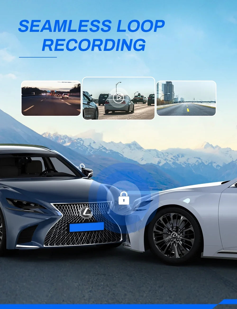 Dash Cam 1080P Full HD Front and Rear 3 1 inch Car Cam 170°Wide Angle Screen, dark