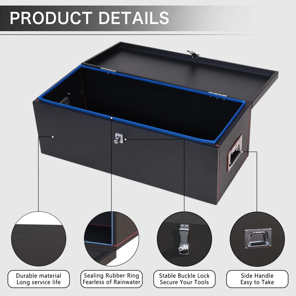 Walnest 31" Heavy Duty Steel Truck Tool Box with Side Handle, Lock and Keys - dark