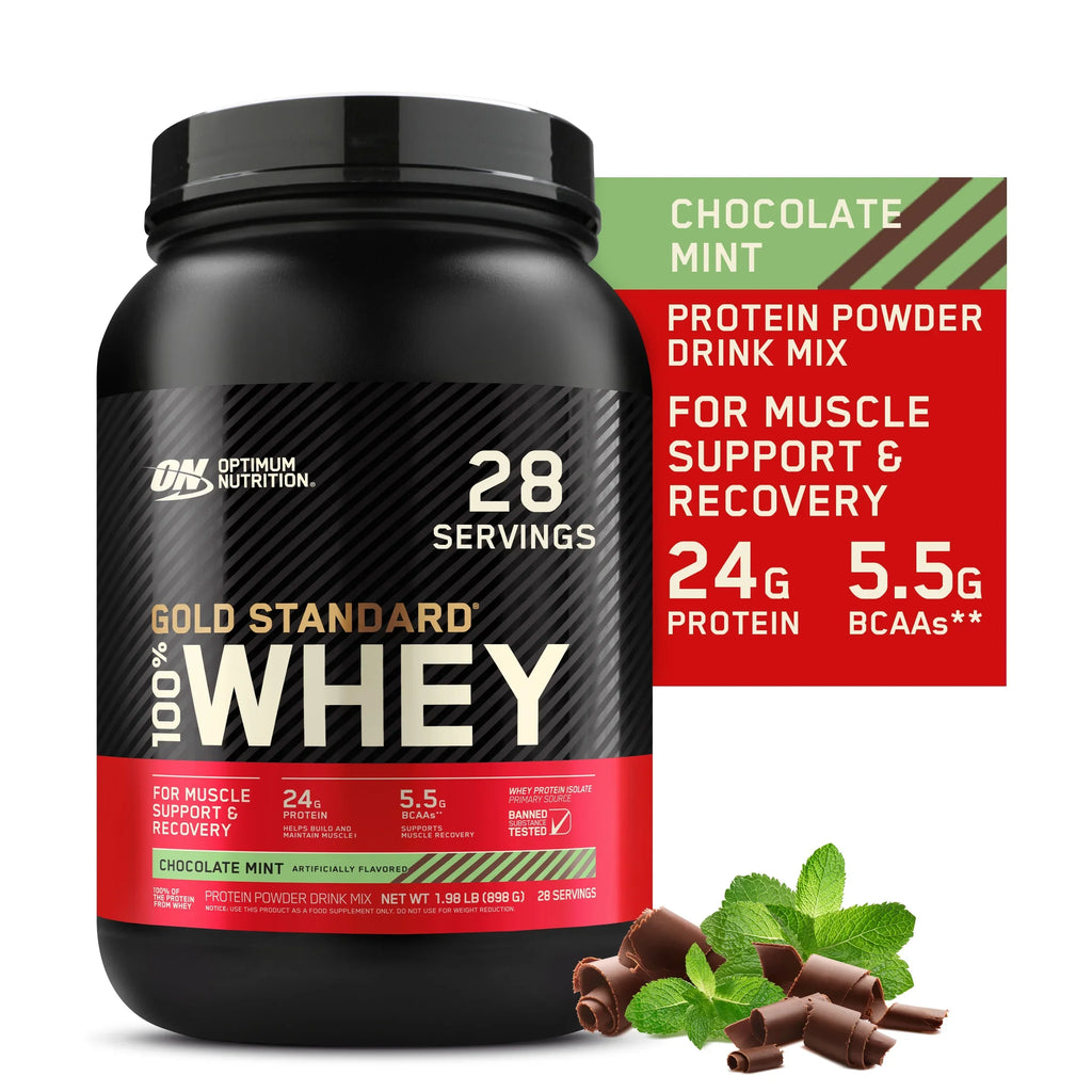 Optimum Nutrition, Gold Standard 100% Whey Protein Powder, 24g Protein, Chocolate Mint, 1.98 lb