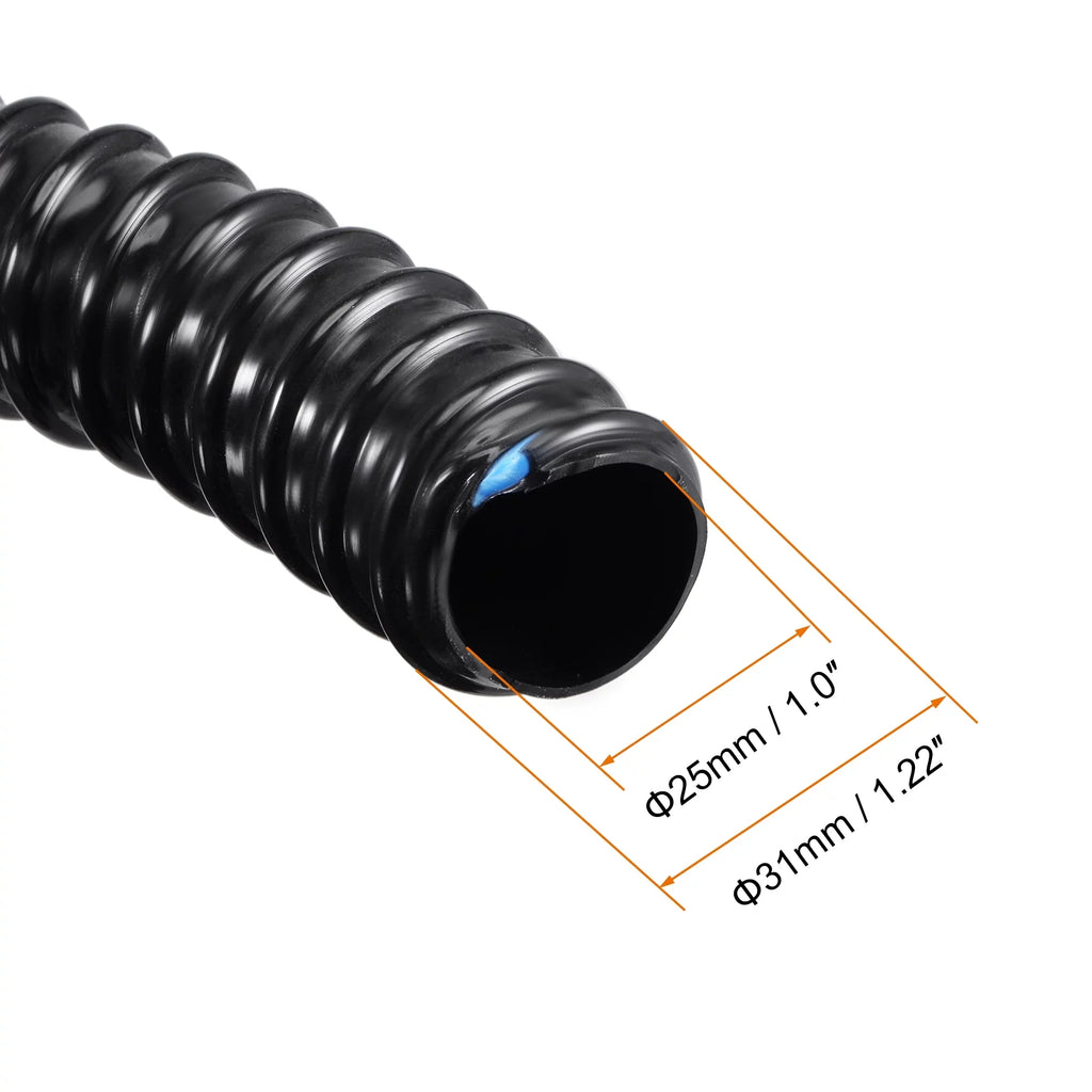 1 25mm ID Corrugated reservoir pipe ebony plastic pipe Aquarium Hose, 10ft