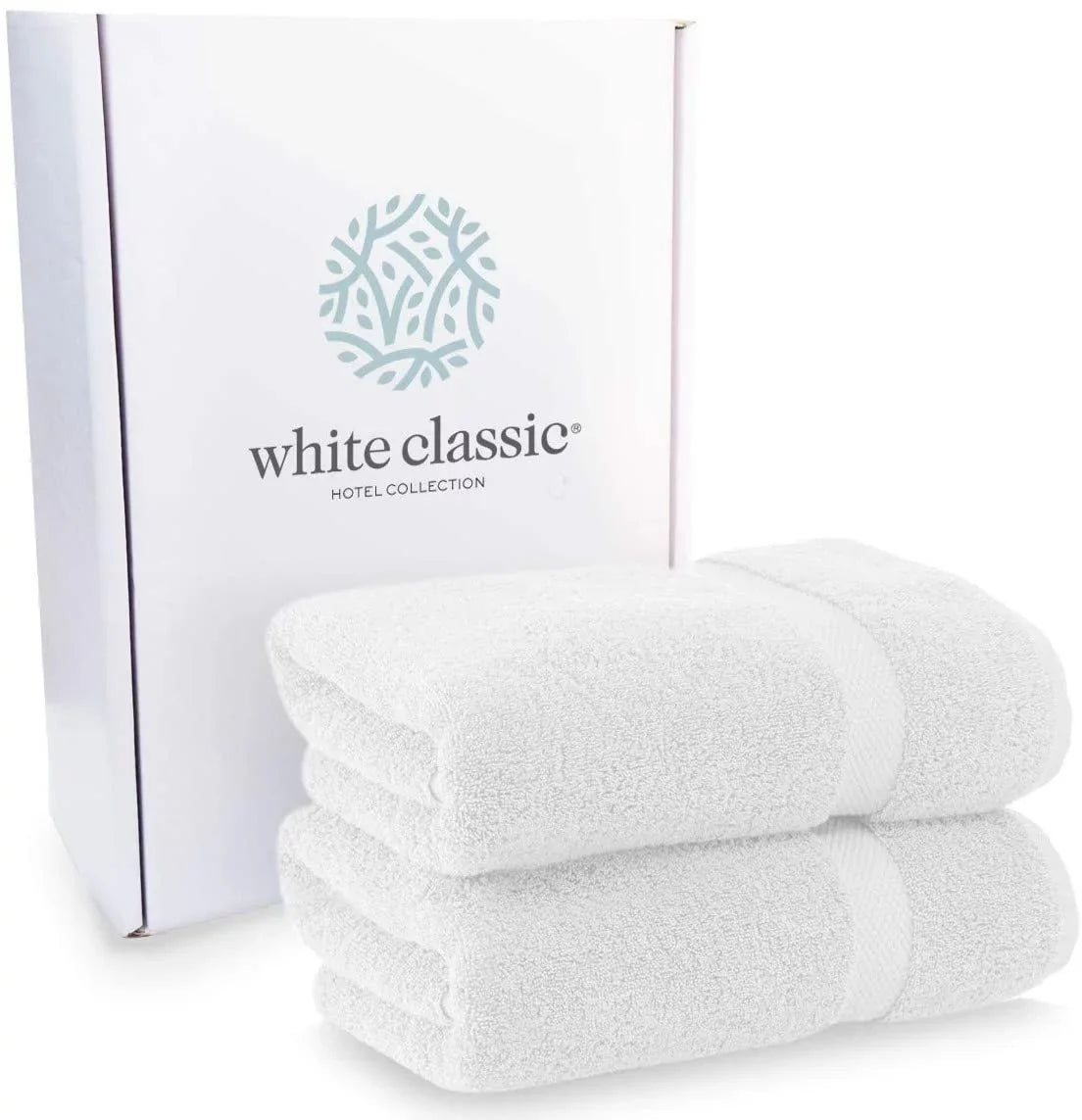 White Classic Luxury White Bath Towels - Large 30x56 1 inch, 100% Cotton American Linen Big White Towels, 2-Pack Bathroom Sheets | Set of 2, White