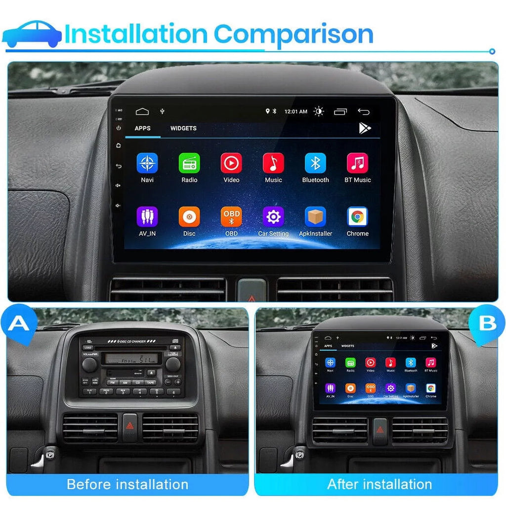AWESAFE Car Stereo Radio for Honda CRV 2001 2002 2003 2004 2005 2006,2+32GB 9 1 inch Touch Screen with Wireless Carplay Android Auto GPS Navigator Bluetooth WiFi FM Radio Mirror Link