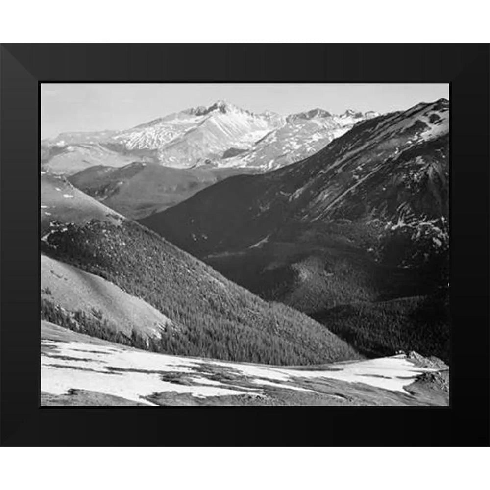 1941-1942. Adams, Ansel 14x12 ebony Modern Framed Museum Art Print Titled - Longs Peak in Rocky Mountain National Park, Colorado, ca