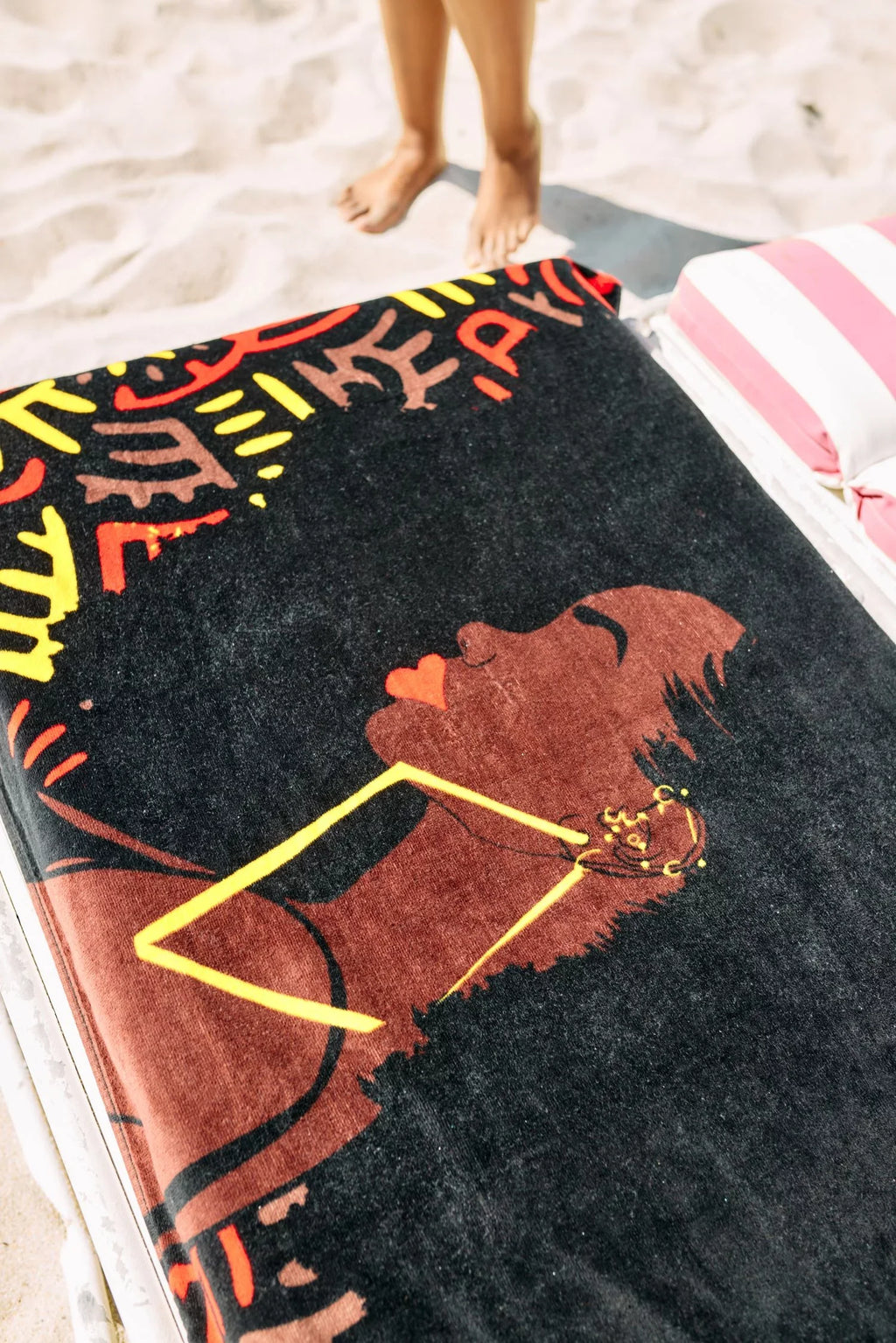 Pardon My Fro Harlem ebony Large Plush Cotton Beach Towel for Women 30" x 60", 1 Piece