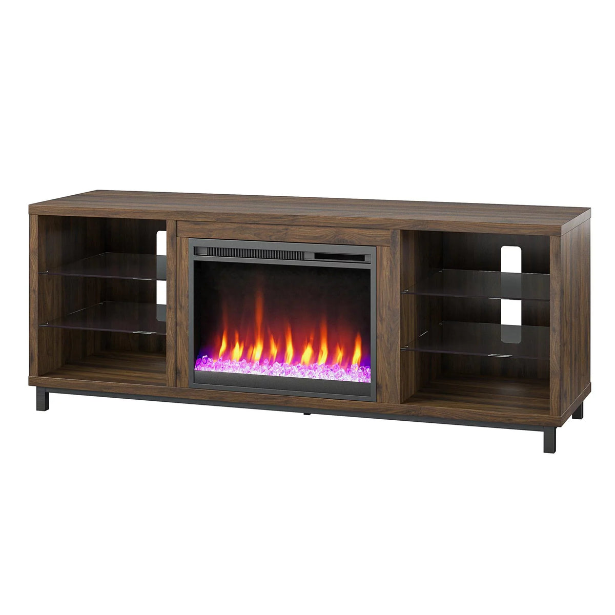 Ameriwood Home Lumina Deluxe Fireplace TV Stand for TVs up to 70" in dark