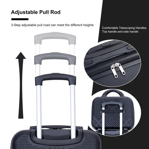 Zateety 2Piece Luggage Sets ABS Lightweight Suitcase , Spinner Wheels, ebony