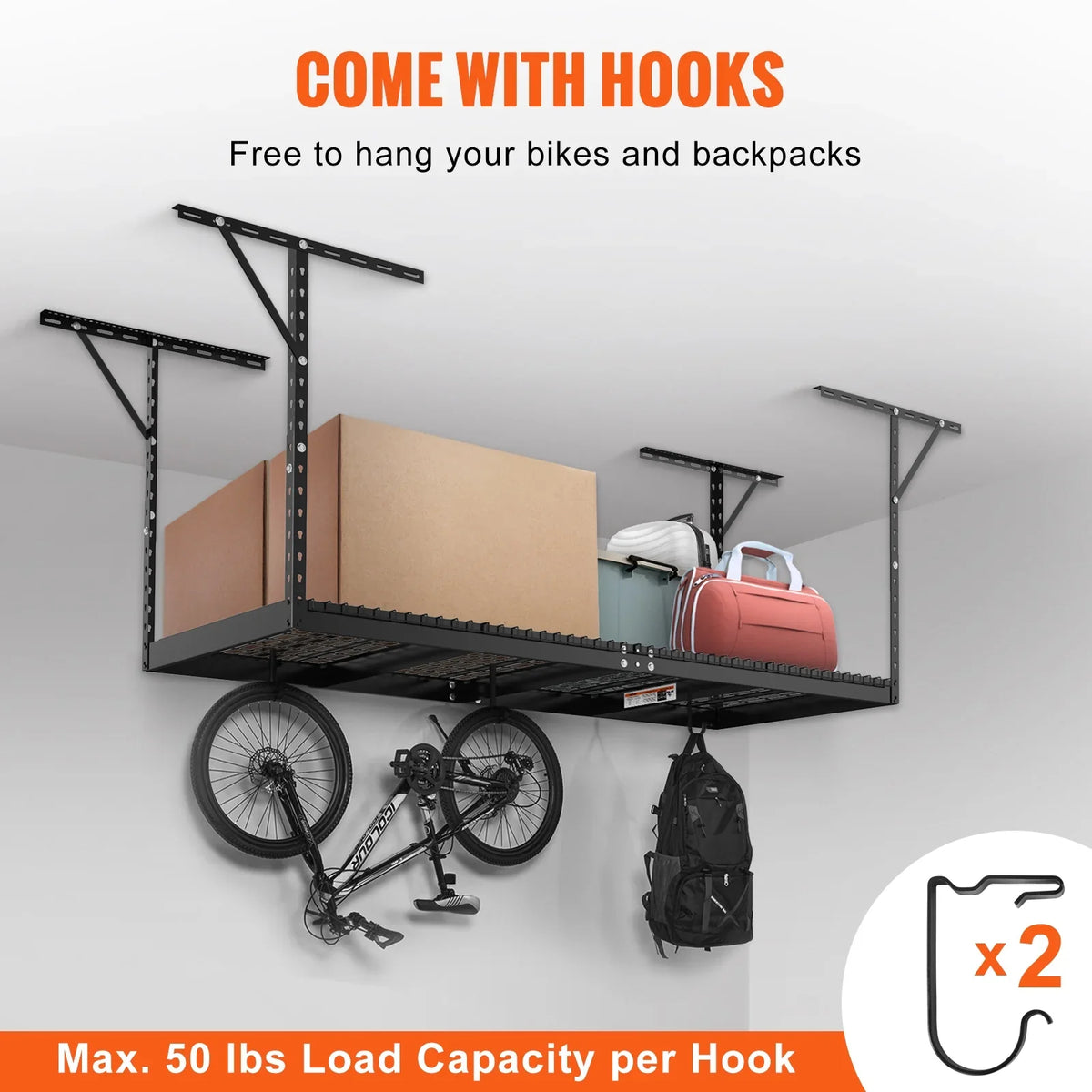 SKYSHALO Overhead Adjustable Garage Storage Stand 36x96in Ceiling Stand 600lb charcoal