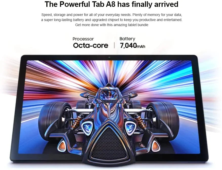 Galaxy Tab A8 Tablet 10.5 inch with Hard Case 32GB and 64GB MicroSD Card Wi Fi International Gray