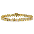 14K Yellow Gold-Plated .925 Sterling Silver 6.0 Cttw Classic Round-Cut Diamond "S" Link Bracelet (J-K color, I1-I2 clarity) - 7.5"
