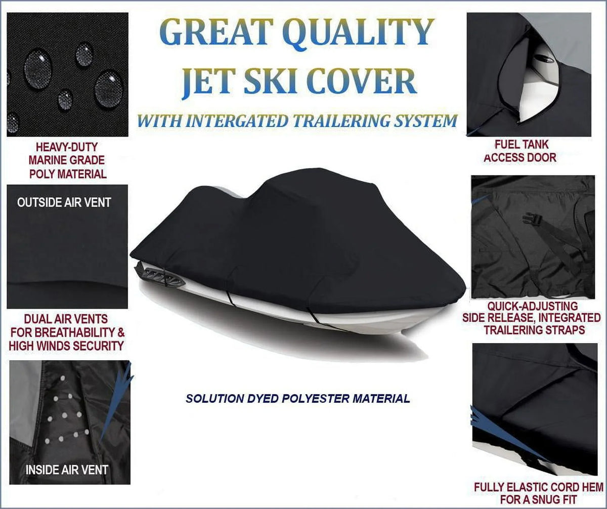 dark 600 DENIER JetSki Cover Compatible for Polaris Virage TX 2000 2001 2002 Jet Ski Cover