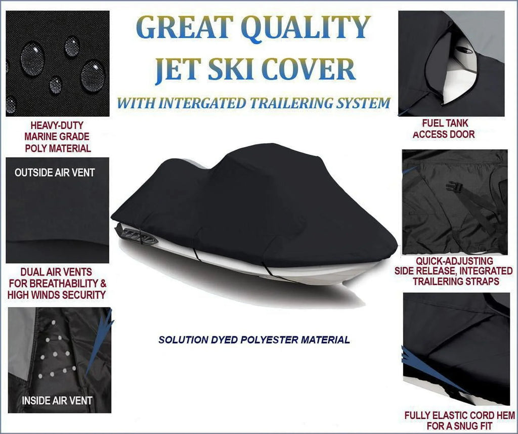 dark TOP OF THE LINE JET SKI Cover Compatible for YAMAHA Wave Runner GP 1300R 2003 2004 2005 2006 2007 2008 Jet Ski PWC Cover 2 Seater