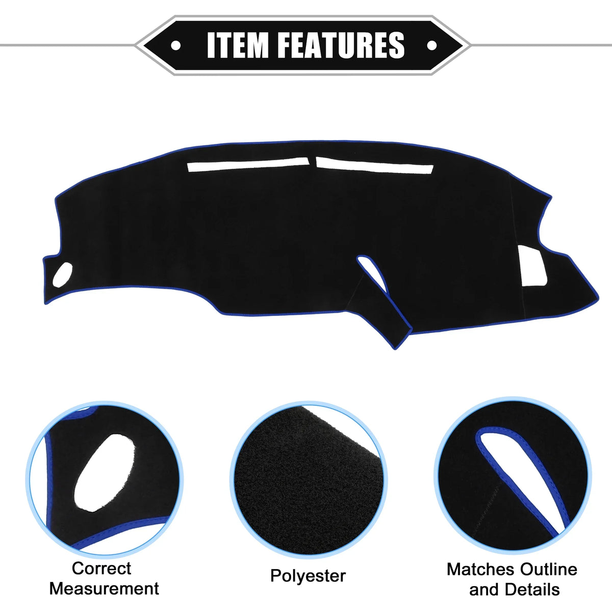 Unique Bargains Car Center Console Dashboard Cover Mat for  F150 1999-2003 Protective Polyester ebony Blue