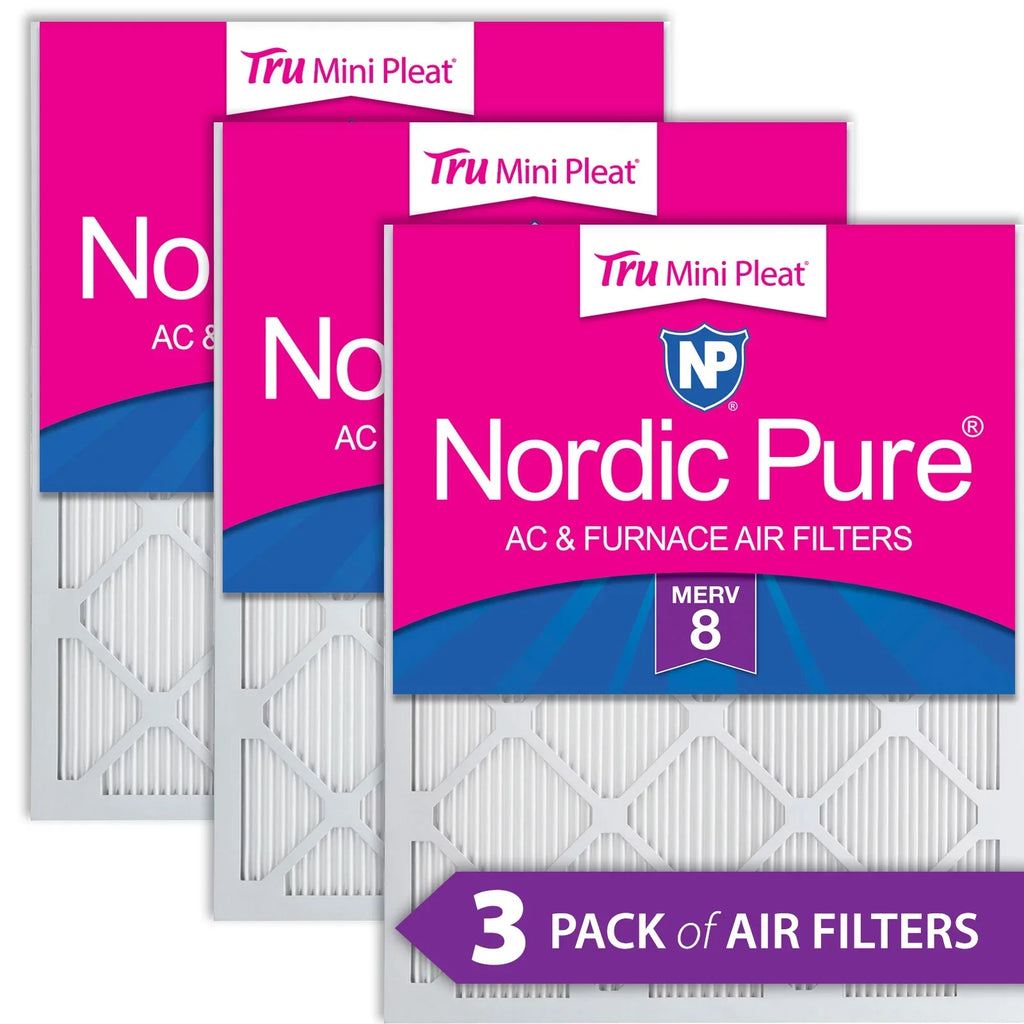 10x24x1 Nordic Pure Tru Mini Pleat MERV 8 AC Furnace Air Filters 3 Pack
