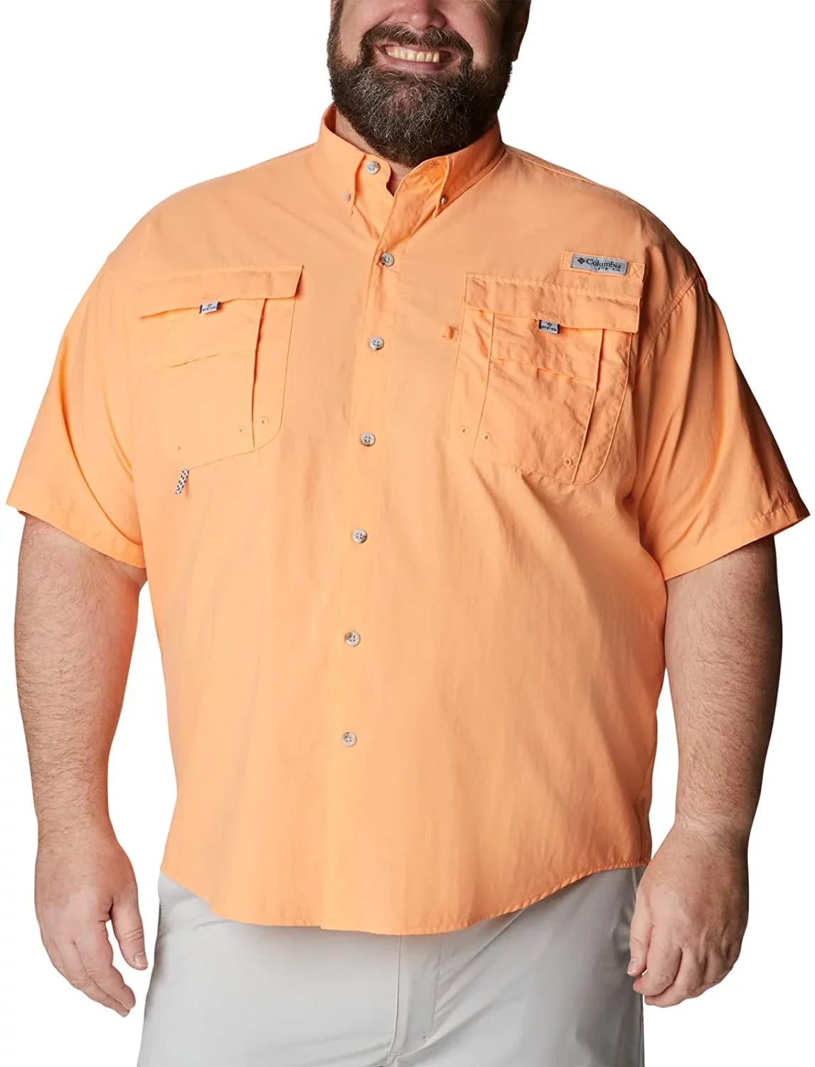 Columbia Men's Bahama II Short Sleeve Shirt, Bright Nectar, XX-Small