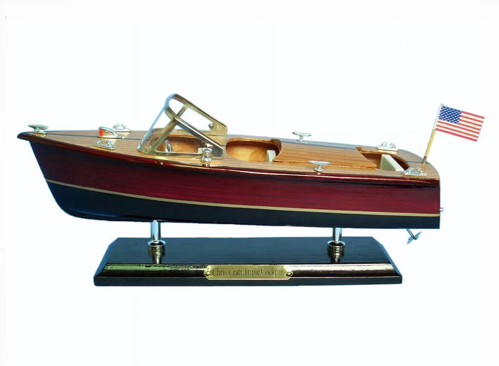 Decorative Speed Boat. Handcrafted Model Ships Triple Cockpit 14 Chris Craft Triple Cockpit 14 in