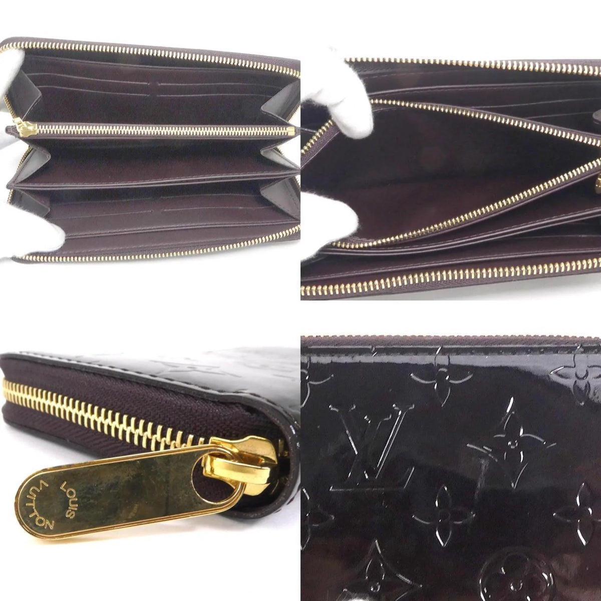 Pre-Owned Louis Vuitton LOUIS VUITTON Round Zipper Long Wallet Monogram Verni Zippy Amaranto Unisex M93522 (Good)