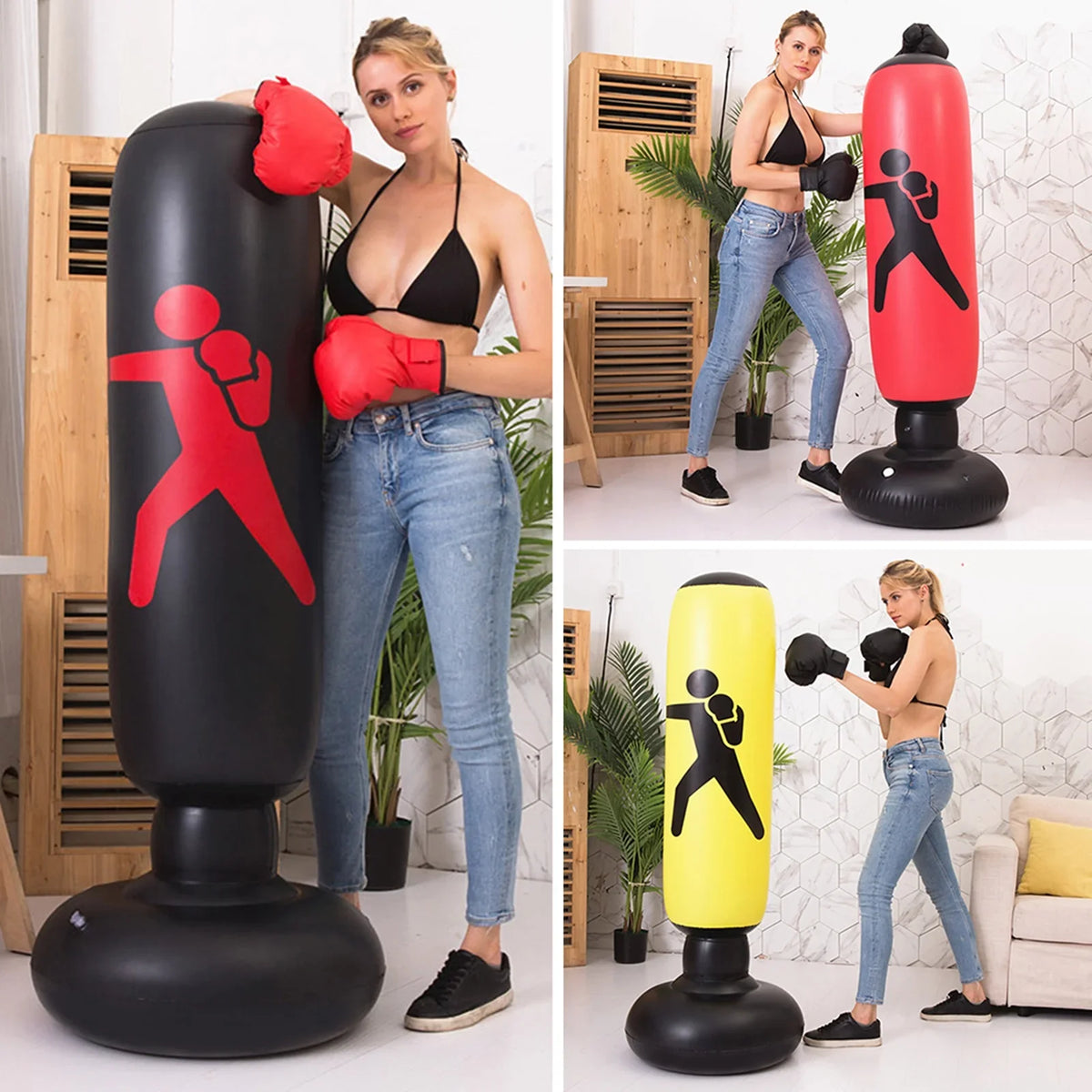 Andoer 5.2ft Inflatable Punching Bag, polyvinyl chloride Boxing Bag for Fitness Training, Boxing Target Bag
