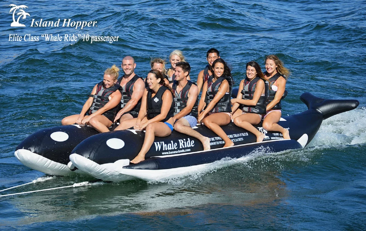 Island Hopper polyvinyl chloride-10-WR Whale Ride 18' Inflatable 10 Person Banana Water Sled