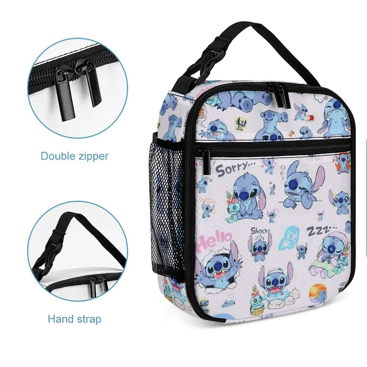 Lilo Stitch Portable Lunch Bag Tote Bento Bag School Office Insulated Cooler Thermal Handbag For Adult Boys Girls Kids