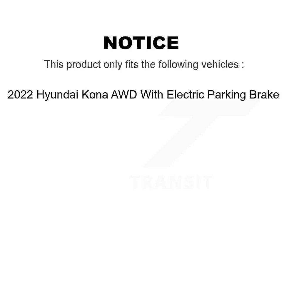 Transit Auto - Front Rear Disc Brake Rotors And Semi-Metallic Pads Kit For 2022 Hyundai Kona AWD With Electric Parking K8S-103756