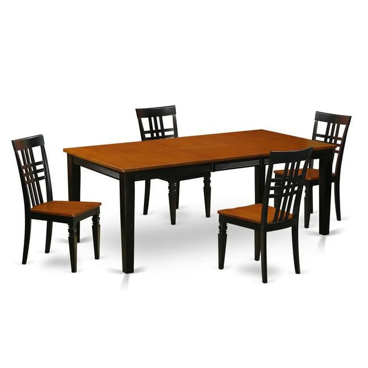 East West Furniture  Kitchen Table Set with One Quincy Dining Room Table & 4 Chairs - ebony & Cherry - 5 Piece