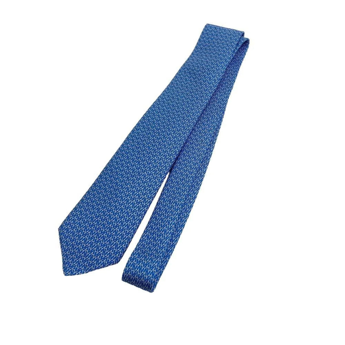 Pre-Owned HERMES H-roll necktie, blue, men's Z0006122 (Like New)