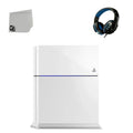 PlayStation 4 500GB Only White Gaming Console with Gaming Head Set BOLT AXTION Bundle Used