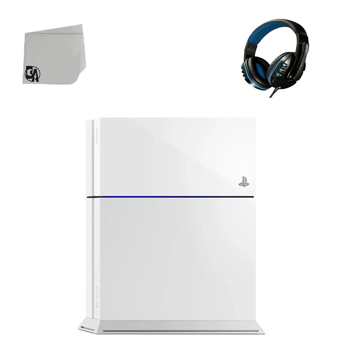 PlayStation 4 500GB Only White Gaming Console with Gaming Head Set BOLT AXTION Bundle Used