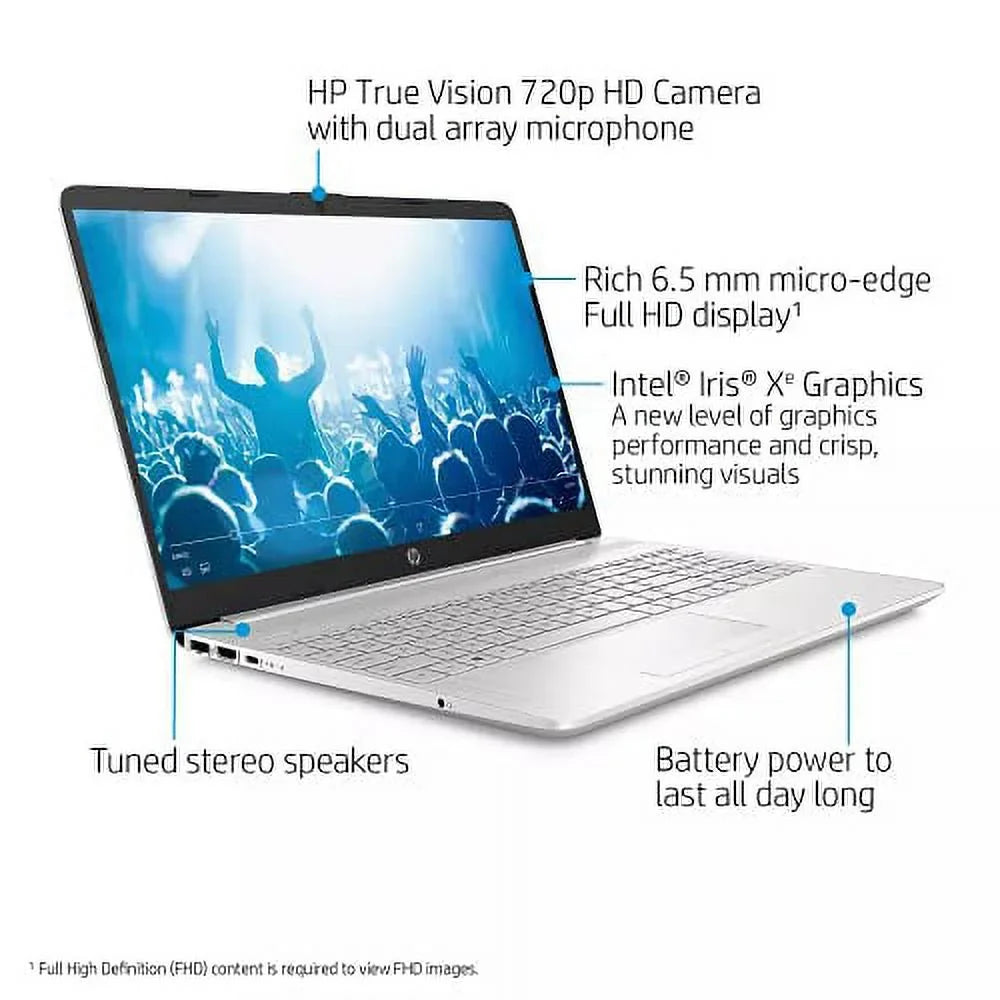 2022 15.6" HD Touchscreen Laptop PC  4-Core i5-1135G7 8GB DDR4 256GB NVMe SSD Iris Xe Graphics Webcam HDMI WiFi AC RJ45 BT USB-C Backlit Keyboard Silver Windows 10 Pro w/RE Accessories