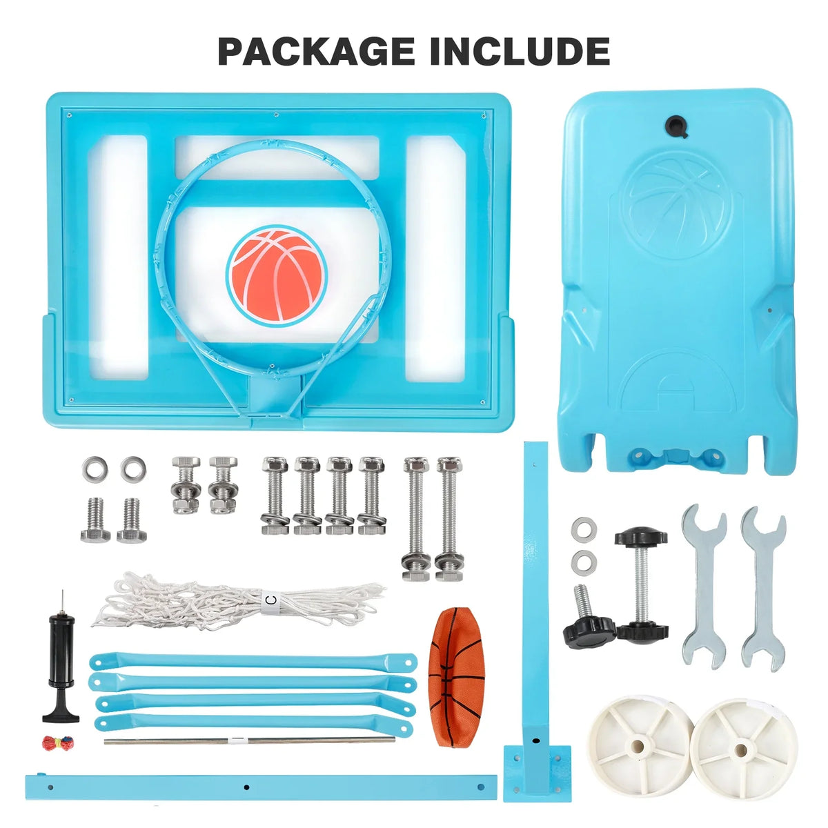 Danrelax 44" Pool Basketball Hoop with 32"x23" polyvinyl chloride Backboard, Size 5 Ball, Blue