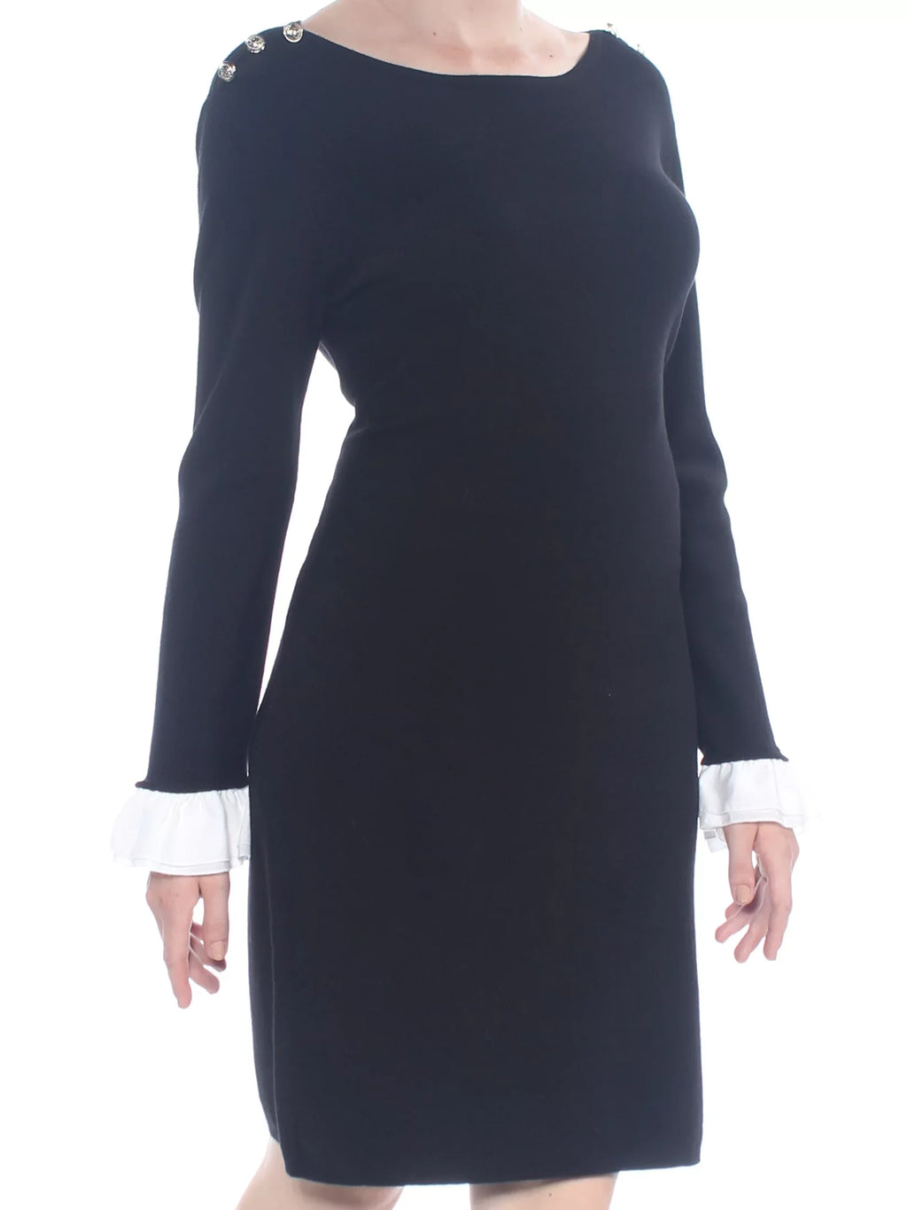 TOMMY HILFIGER $119 Womens New 1216 ebony Shoulder Button Sheath Sweater Dress L