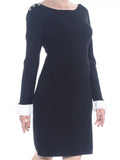 TOMMY HILFIGER $119 Womens New 1216 ebony Shoulder Button Sheath Sweater Dress L